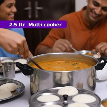 🌟 Premium Stainless Steel Big Multi Cooker with 16-Cavity Idli Stand | Multipurpose Steamer (1MMC2) 🍲✨