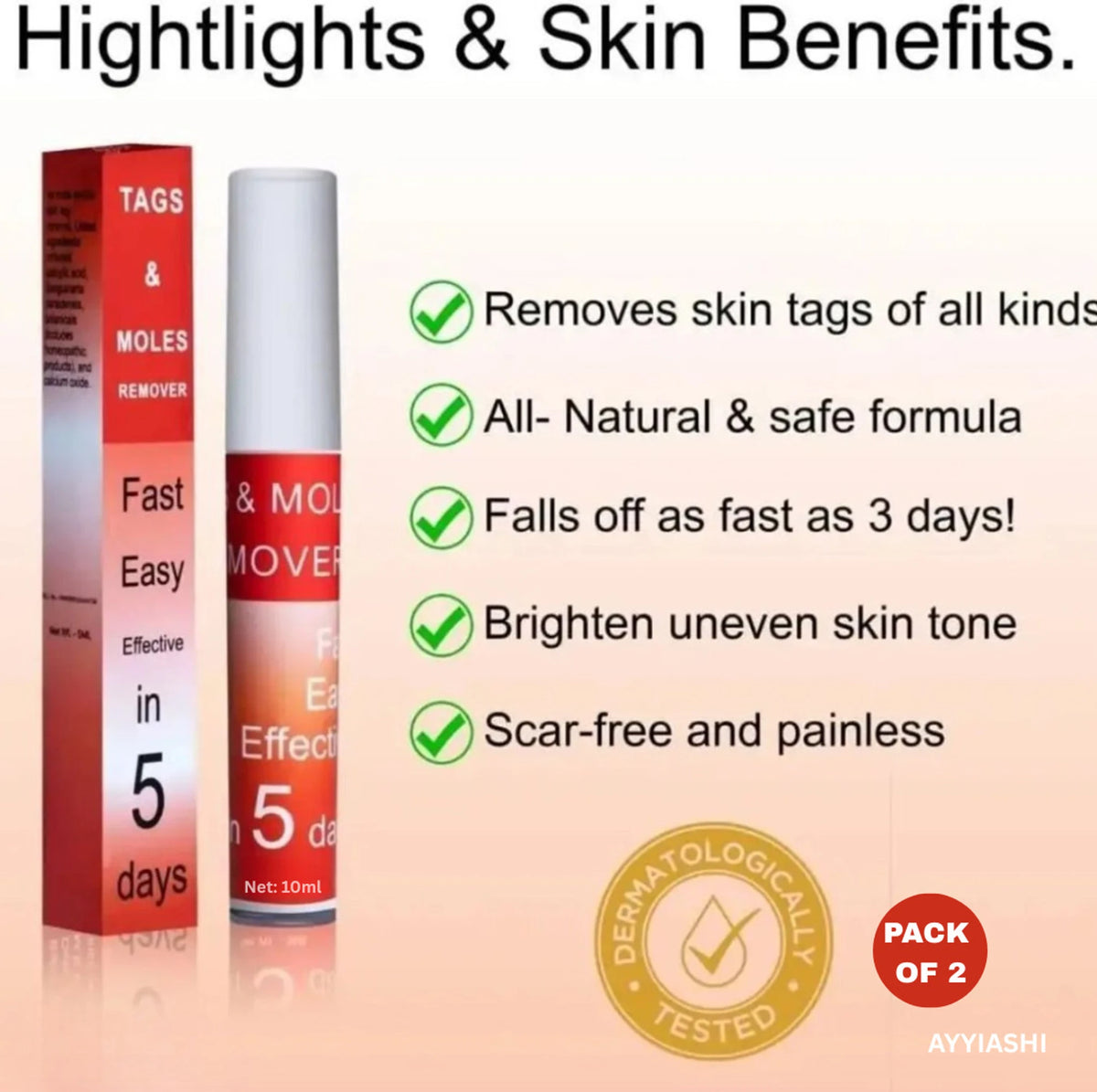 ✨ [Tags & Moles Remover 5ml - Pack of 2] 🌿💧✨