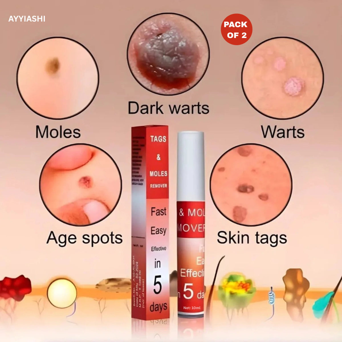 ✨ [Tags & Moles Remover 5ml - Pack of 2] 🌿💧✨
