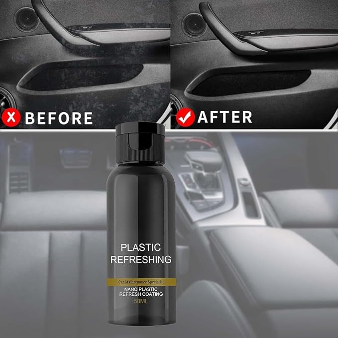 🚘 OHOE Ultimate Plastic Restorer & Refresher | Restores Original Shine for Car & Bike Dashboard, Bumper & Trim ✨ (50ml, Pack of 2)