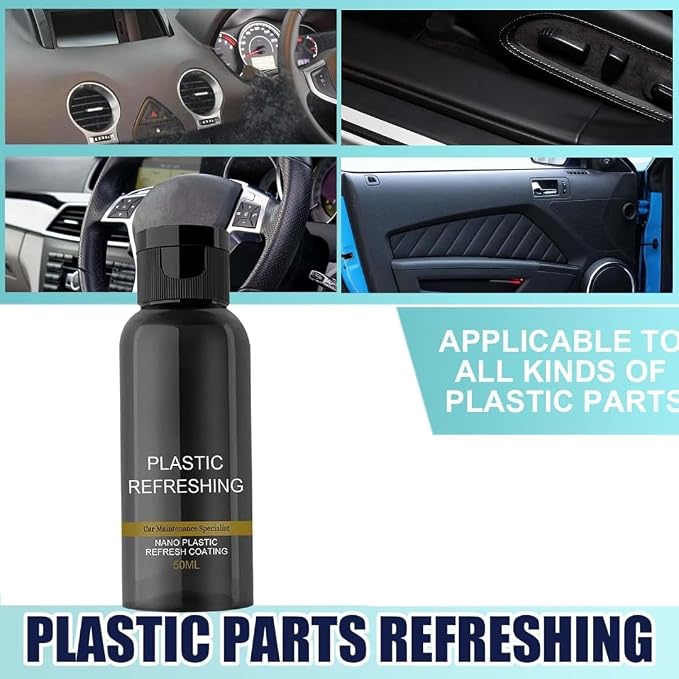 🚘 OHOE Ultimate Plastic Restorer & Refresher | Restores Original Shine for Car & Bike Dashboard, Bumper & Trim ✨ (50ml, Pack of 2)