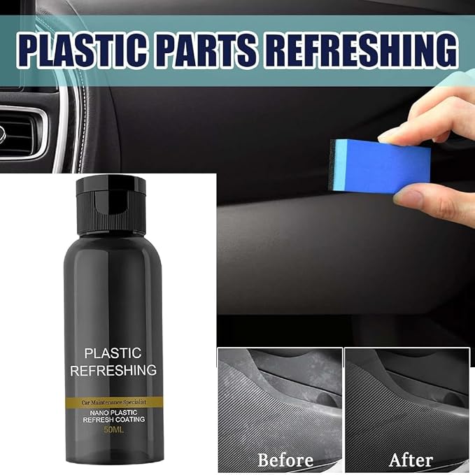 🚘 OHOE Ultimate Plastic Restorer & Refresher | Restores Original Shine for Car & Bike Dashboard, Bumper & Trim ✨ (50ml, Pack of 2)