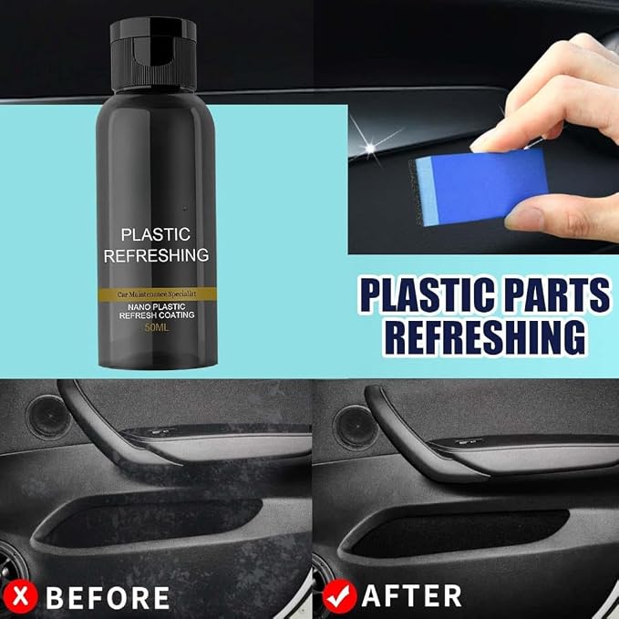 🚘 OHOE Ultimate Plastic Restorer & Refresher | Restores Original Shine for Car & Bike Dashboard, Bumper & Trim ✨ (50ml, Pack of 2)