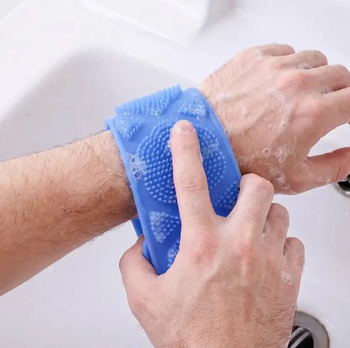 🌿 SilkyGlow Dual-Sided Silicone Back Scrubber Belt | Exfoliating Bath & Body Massage Strap 🛁