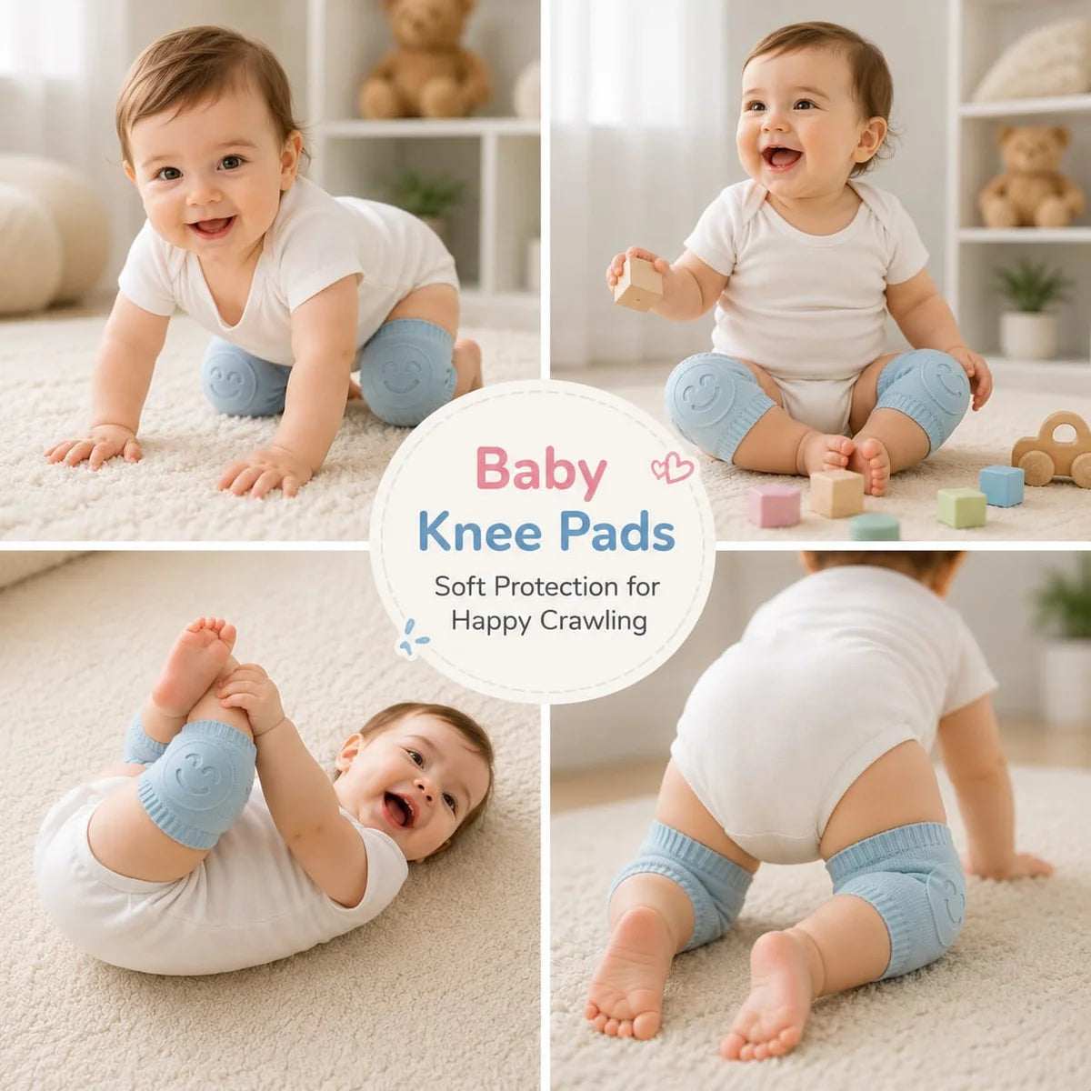 ✨ Baby Anti-Slip Crawling Knee Pads | Breathable Cotton Elbow & Knee Protector – [Buy 1 Get 1 Free] 👶