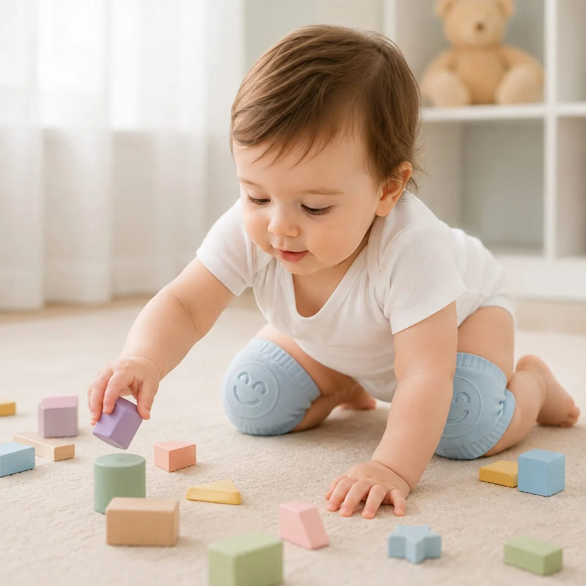 ✨ Baby Anti-Slip Crawling Knee Pads | Breathable Cotton Elbow & Knee Protector – [Buy 1 Get 1 Free] 👶
