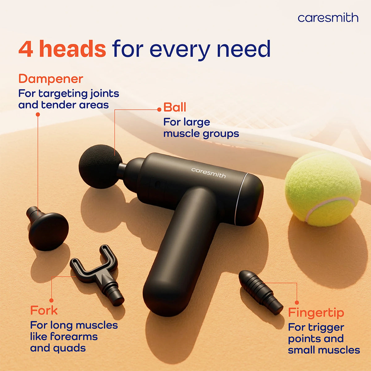 ✨ Caresmith CS356 Charge Boost Deep Tissue Massage Gun | Advanced Pain Relief Machine (Jet Black) ⚡